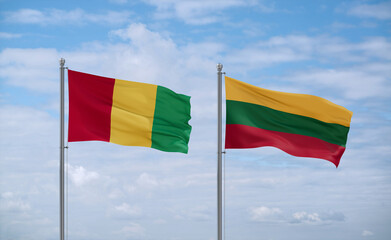 Lithuania and Guinea-Conakry, Guinea flags, country relationship concept