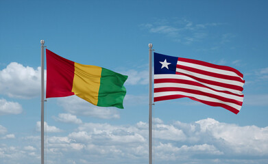 Liberia and Guinea-Conakry, Guinea flags, country relationship concept
