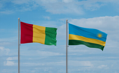 Rwanda and Guinea-Conakry, Guinea flags, country relationship concept