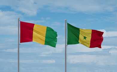 Senegal and Guinea-Conakry, Guinea flags, country relationship concept