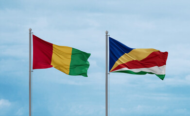 Seychelles and Guinea-Conakry, Guinea flags, country relationship concept
