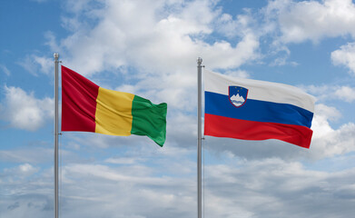 Slovenia and Guinea-Conakry, Guinea flags, country relationship concept