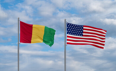 USA and Guinea-Conakry, Guinea flags, country relationship concepts