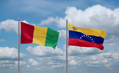 Venezuela and Guinea-Conakry, Guinea flags, country relationship concept