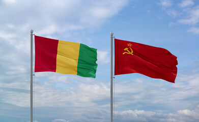 Soviet Union and Guinea-Conakry, Guinea flags, country relationship concept