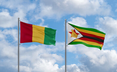 Zimbabwe and Guinea-Conakry, Guinea flags, country relationship concept