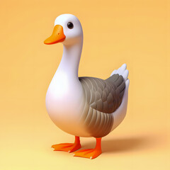 Obraz premium there is a white and grey duck with orange feet standing on a yellow surface Generative AI