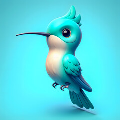 there is a blue bird with a long beak and a long beak Generative AI