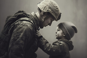 An Israeli army soldier rescues a small child. Generative AI