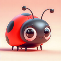 there is a ladybug with big eyes and a black body Generative AI