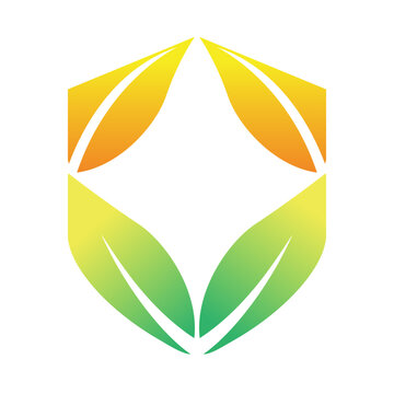 Shield logo with leaf design template. eco shiled logo template illustration on white background