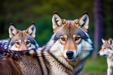 Fototapeta premium A bueatuful Wolf. Guardians of the Wilderness. Exploring the Realm of Wolves. Generative AI