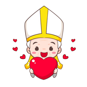 recommend clip art: Cute Pope cartoon character. Happy smiling catholic priest mascot character. Christian religion concept design. Isolated white background. vector art illustration.	