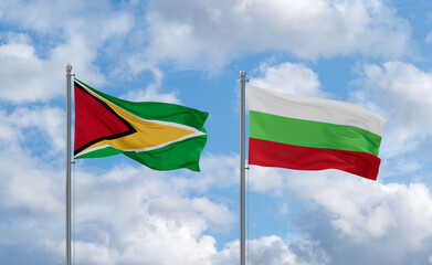 Bulgaria and Guyana flags, country relationship concept