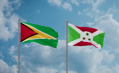 Burundi and Guyana flags, country relationship concept