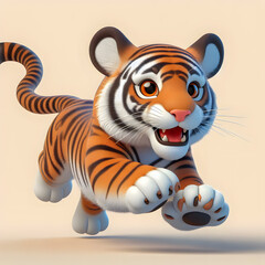 Fototapeta premium there is a tiger that is running and smiling for the camera Generative AI