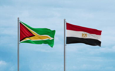 Egypt and Guyana flags, country relationship concept