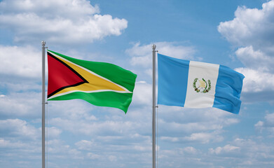 Guatemala and Guyana flags, country relationship concept