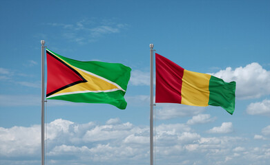 Guinea and Guyana flags, country relationship concept