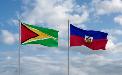 Haiti and Guyana flags, country relationship concept