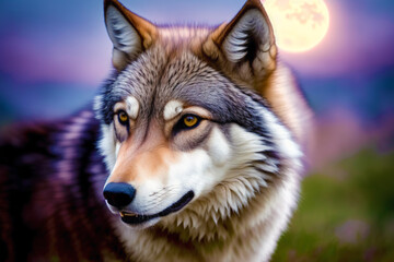 Fototapeta premium A bueatuful Wolf. Guardians of the Wilderness. Exploring the Realm of Wolves. Generative AI
