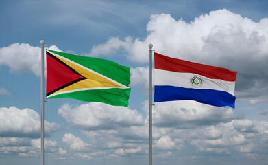 Paraguay and Guyana flags, country relationship concept