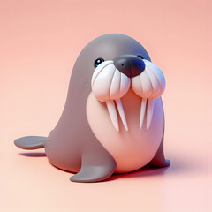a close up of a small toy seal with a toothy look Generative AI