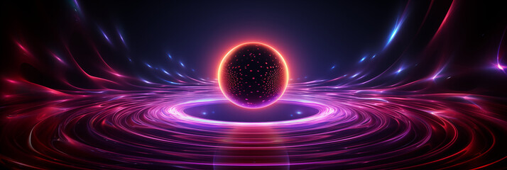background with glowing circles, futuristic. scifi - obrazy, fototapety, plakaty