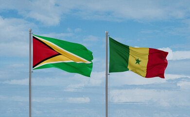 Senegal and Guyana flags, country relationship concept