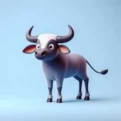 a close up of a cartoon cow with a big horn Generative AI