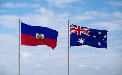 Australia and Haiti flags, country relationship concept