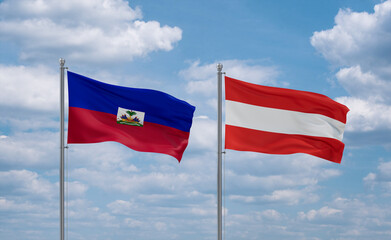 Austria and Haiti flags, country relationship concept
