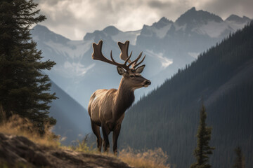 Deer in the mountains - Generative AI