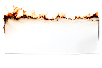 burning piece of paper blank page note template isolated on transparent background