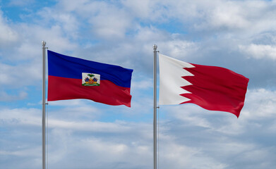 Bahrain and Haiti flags, country relationship concept