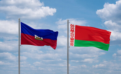 Belarus and Haiti flags, country relationship concept