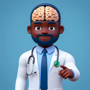 a close up of a cartoon doctor with a stethoscope on his head Generative AI