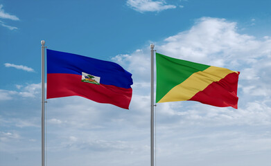 Congo and Haiti flags, country relationship concept
