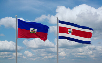Costa Rico and Haiti flags, country relationship concept
