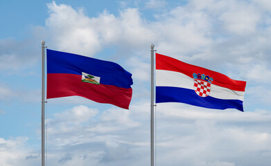 Croatia and Haiti flags, country relationship concept