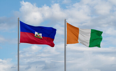 Ivory Coast and Haiti flags, country relationship concept