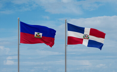 Belgium and Haiti flags, country relationship concept