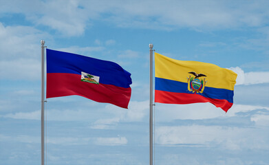 Ecuador and Haiti flags, country relationship concept