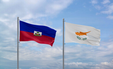Cyprus and Haiti flags, country relationship concept