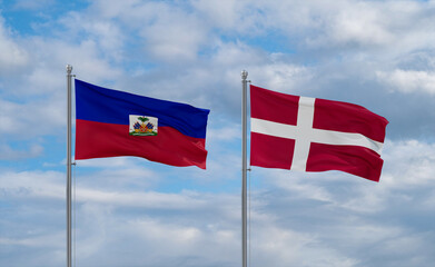 Denmark and Haiti flags, country relationship concept