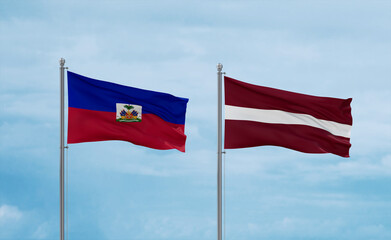 Latvia and Haiti flags, country relationship concept