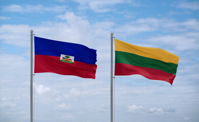 Lithuania and Haiti flags, country relationship concept