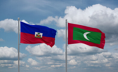 Maldives and Haiti flags, country relationship concept