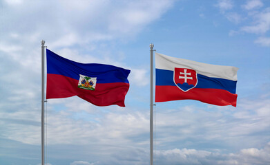 Slovakia and Haiti flags, country relationship concept