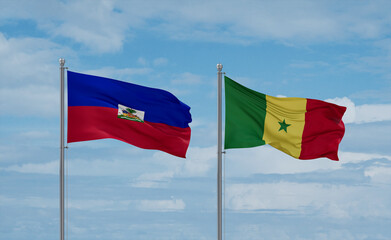 Senegal and Haiti flags, country relationship concept
